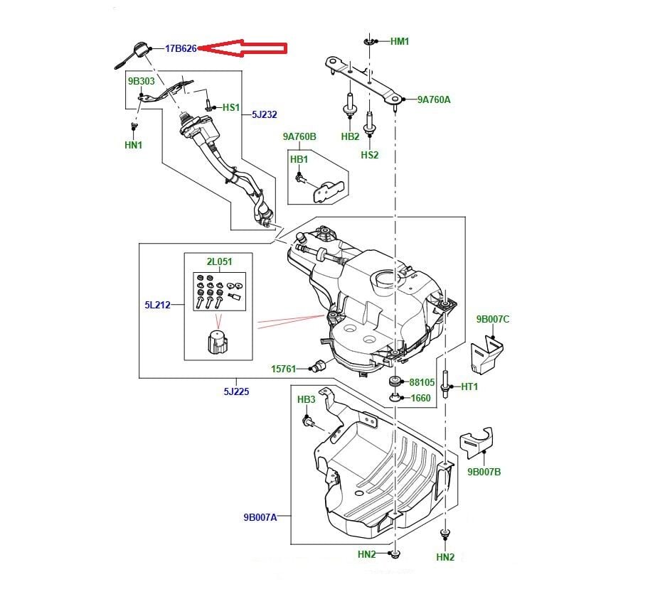 109123490 LR115637 J9C19748 AdBlue Depo Kapağı