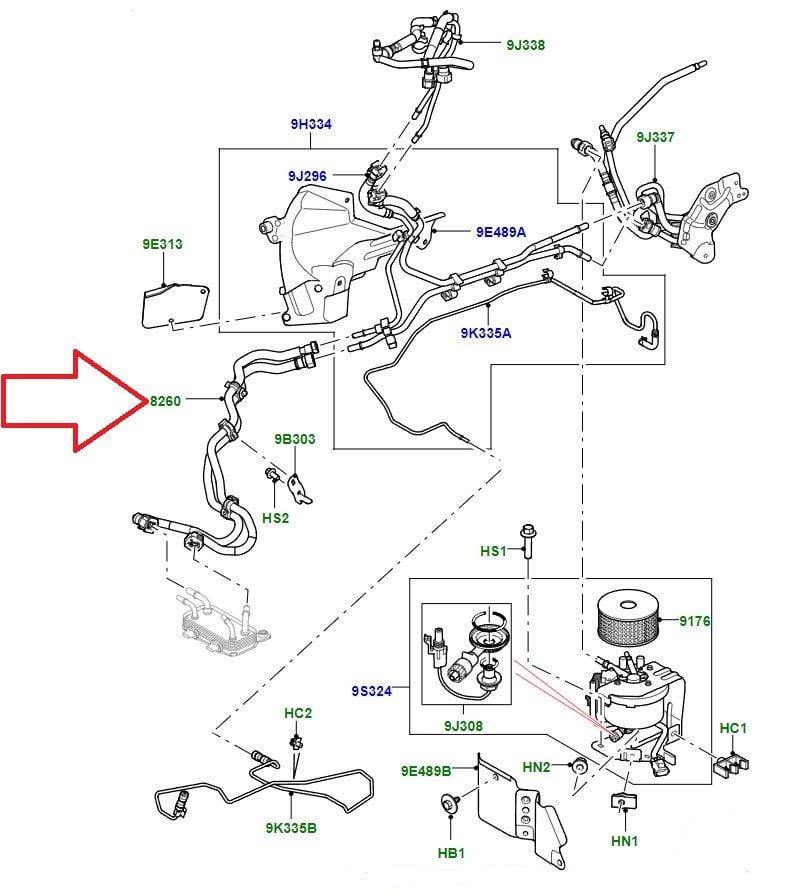 LR015422 Mazot Soğutucu Hortumu Sport Discovery