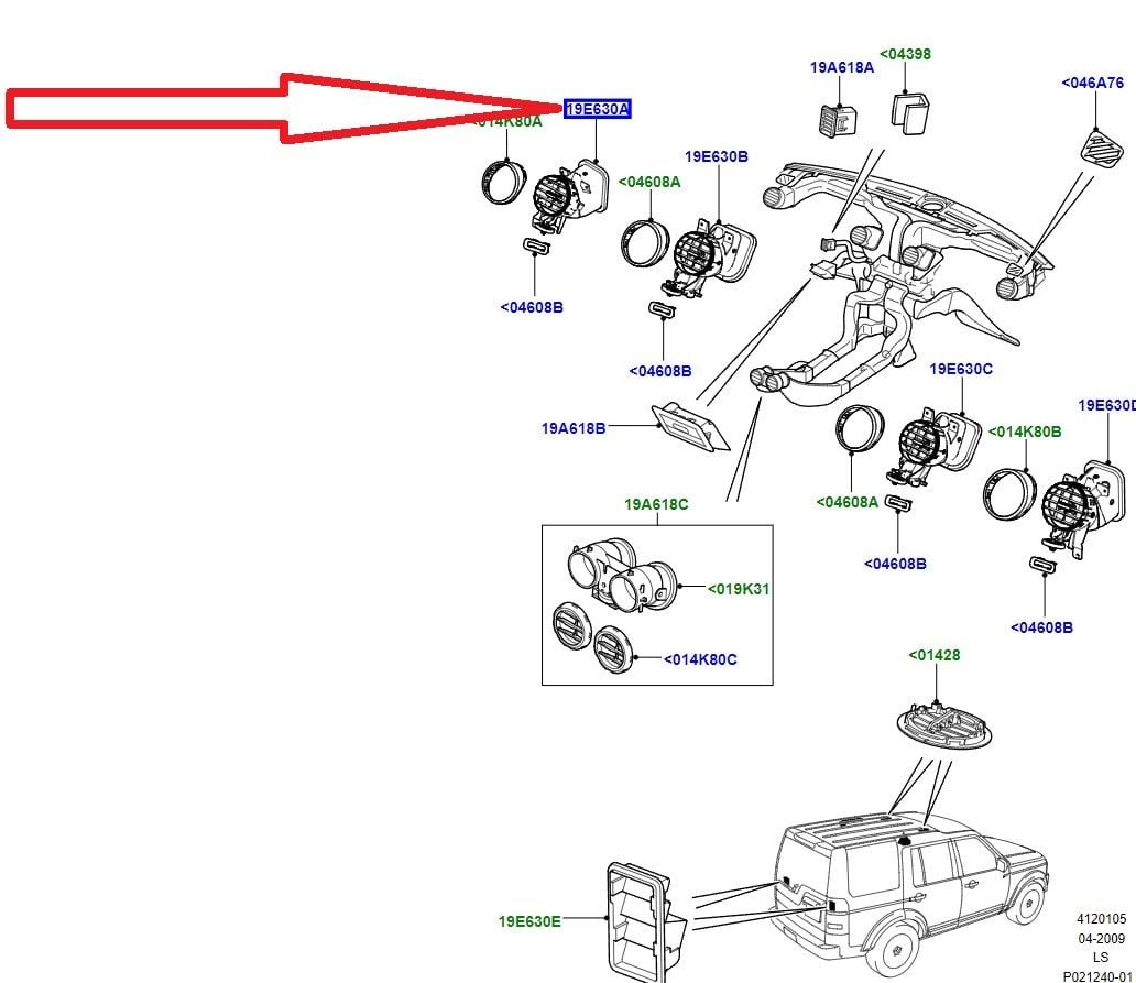 LR039082 Ön İç Havalandırma Izgarası Dış Sol Discovery 4
