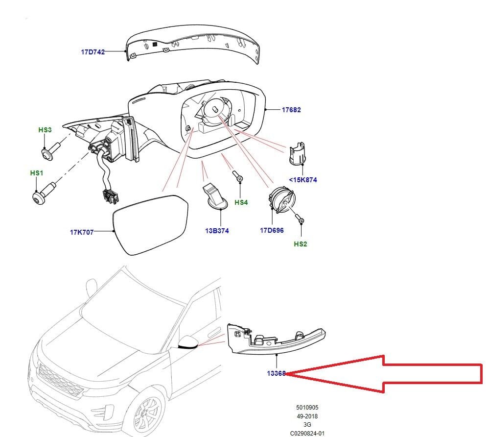 LR114758 Ayna Sinyali Sol Range Rover Evoque