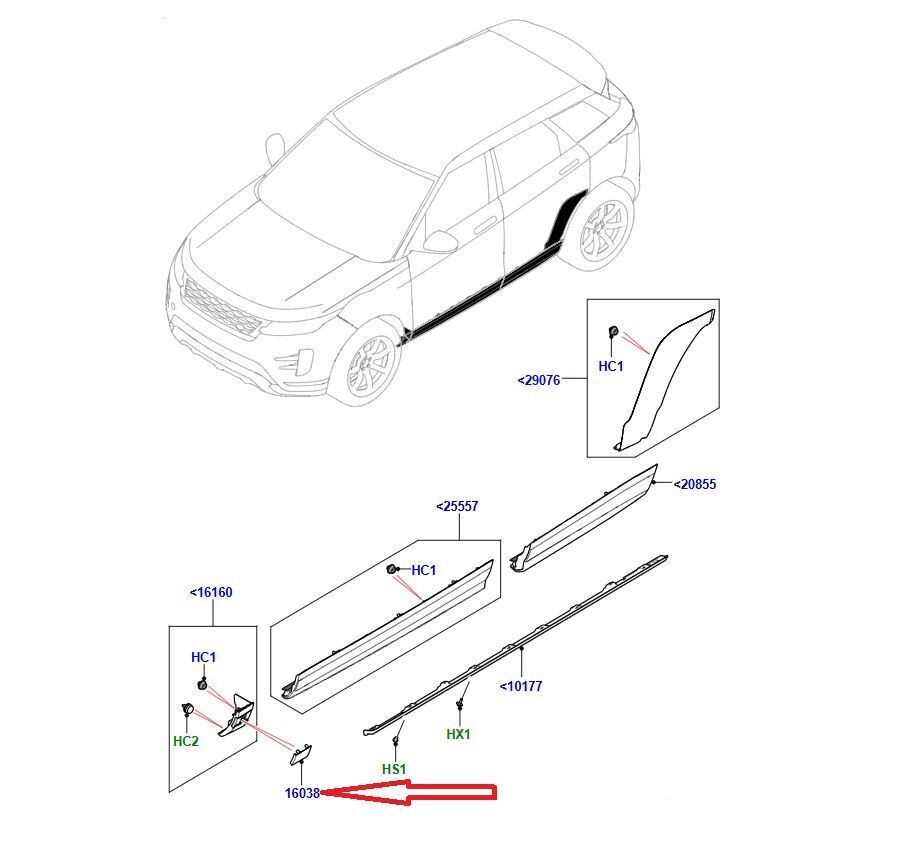 LR117760 Sol Ön Çamurluk Kaplaması Kapağı Evoque