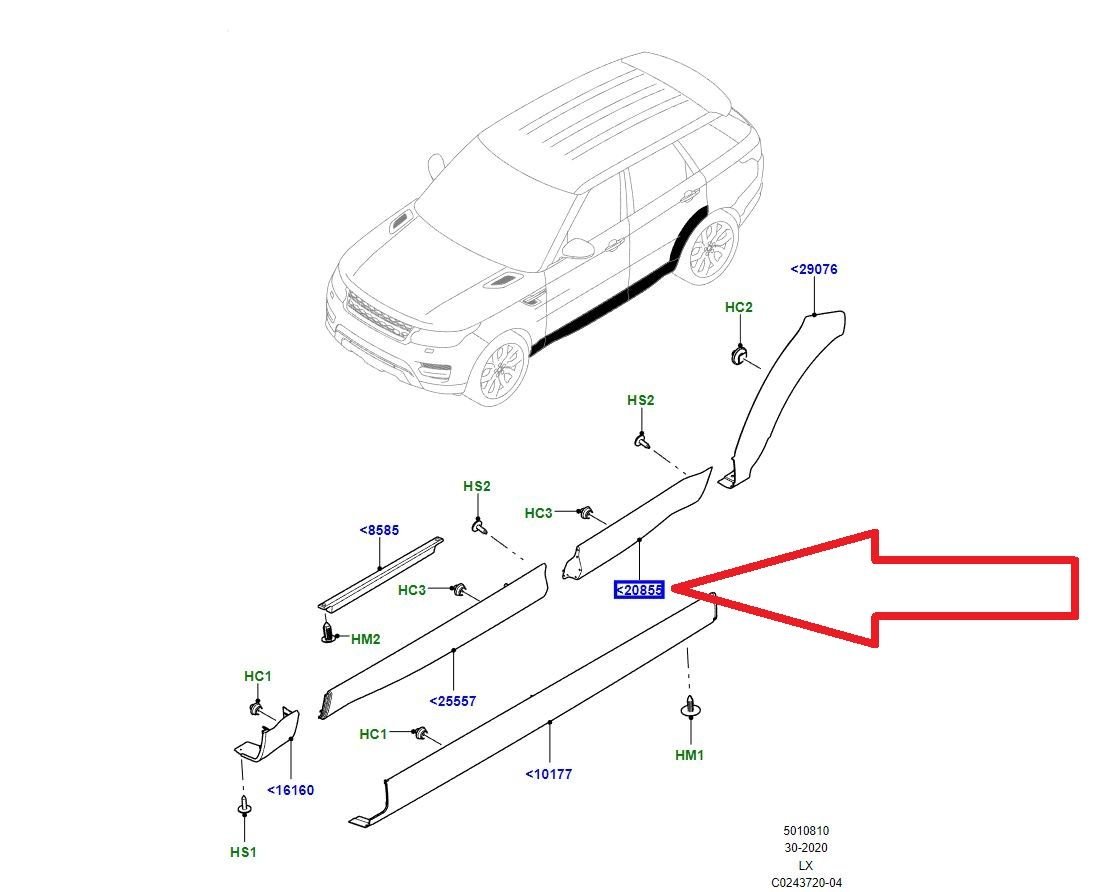 LR125991 LR077405 Sağ Arka Kapı Kaplaması Range Rover Sport