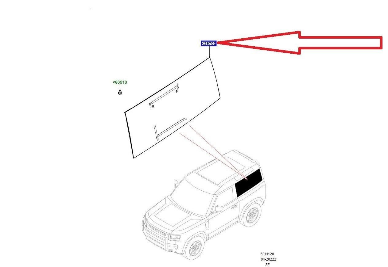 LR132086 Arka Yan Sabit Cam Sağ Defender 90