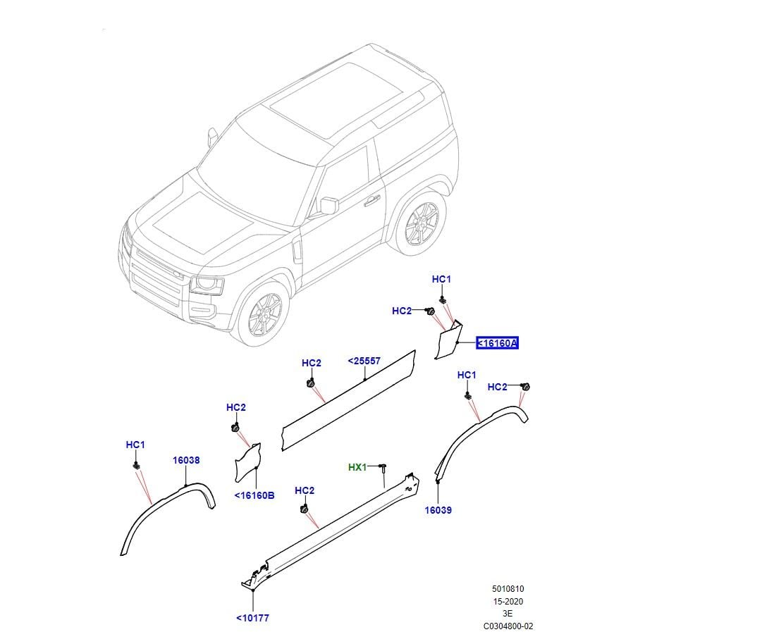 LR147299 LR137903 Kapı Kaplaması Sağ Defender 90