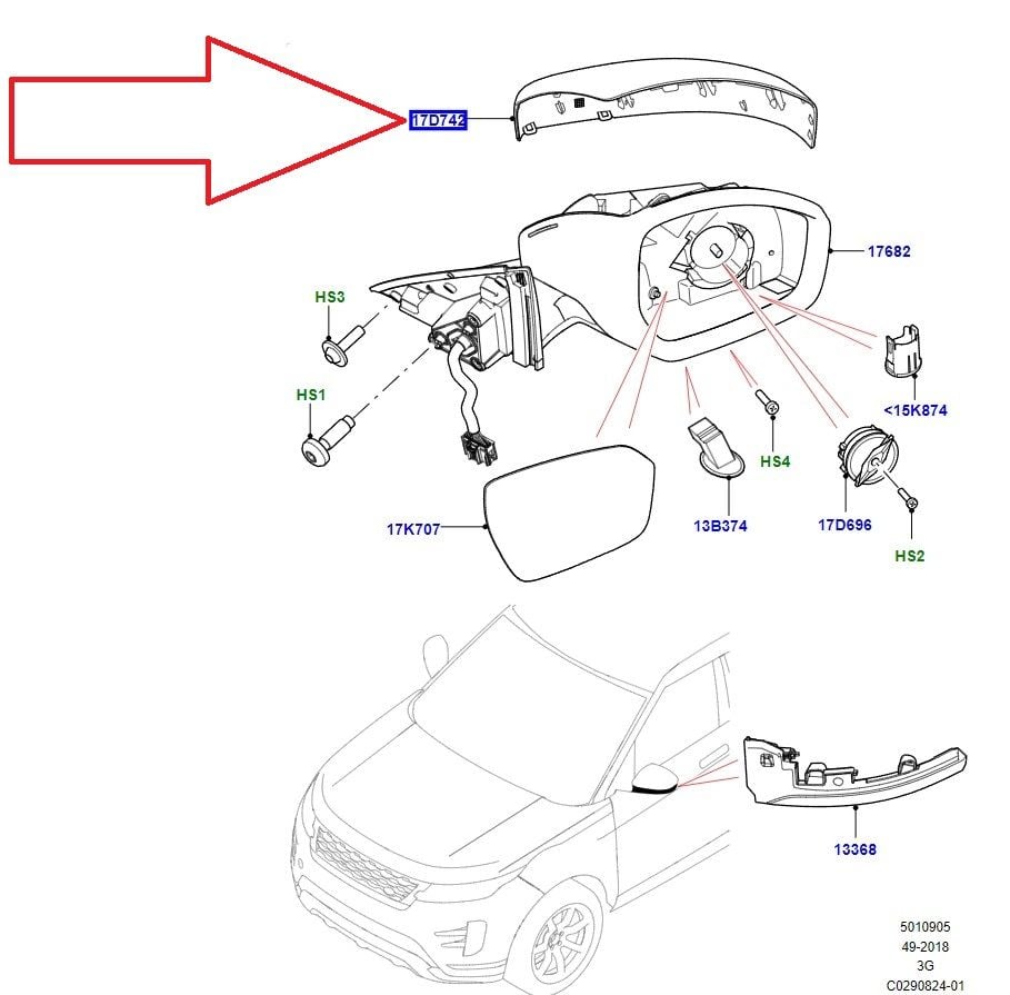 LR149974 LR133235 LR122874 Ayna Kapağı Sol Range Rover Evoque