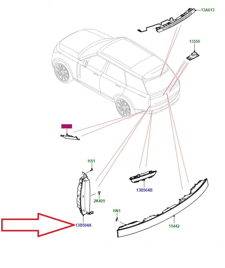 453123545 453123539 LR152173 Stop Lambası Sol Range Rover