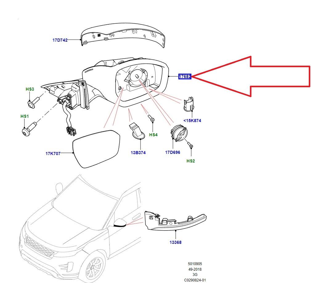 LR154924 Sol Ayna Kasası Range Rover Evoque