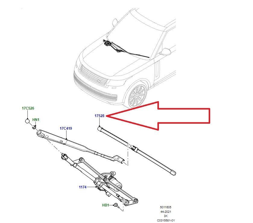LR157017 Silecek Lastiği Sağ Range Rover