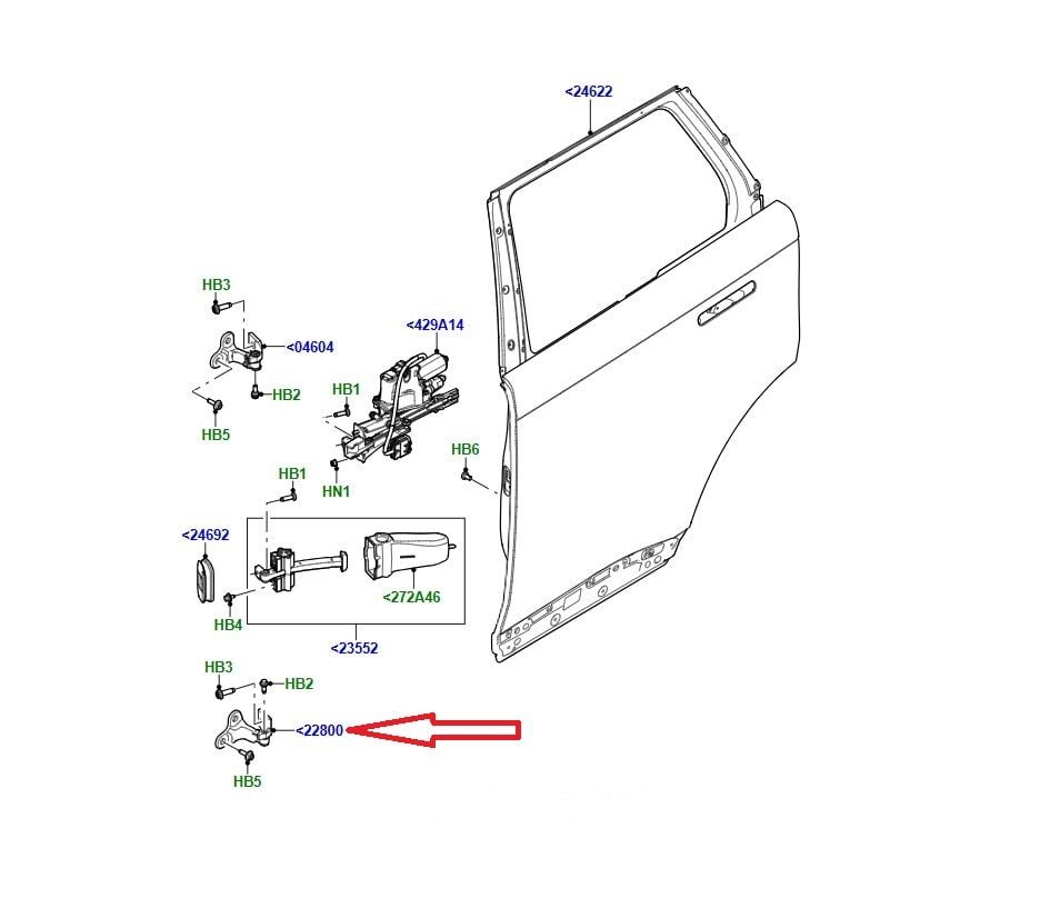 LR157513 Menteşe Arka Kapı Sol Alt Range Rover