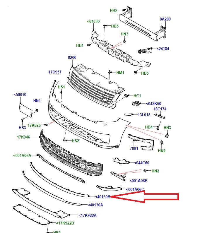 LR157966 Ön Tampon Çıtası Üst Range Rover