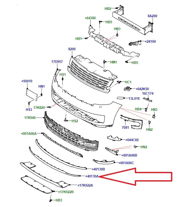 LR157969 Ön Tampon Çıtası Alt Range Rover