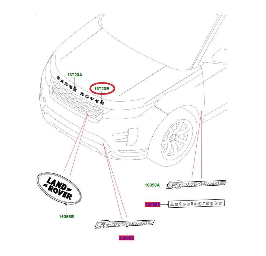 LR174362 LR162799 LR114368 Motor Kaputu ROVER Yazısı Evoque