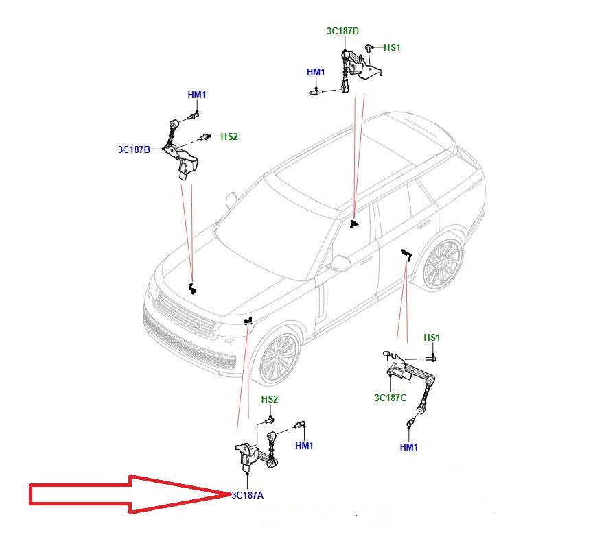 LR175622 LR153354 Seviye Sensörü Ön Sol Range Rover