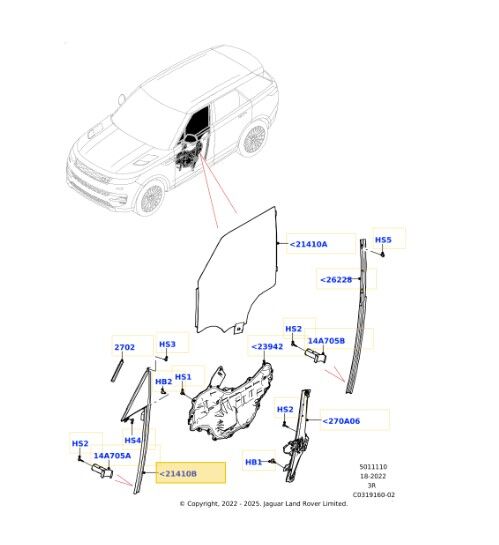 LR181995 LR176372 Kelebek Camı Sol Ön Kapı Range Rover