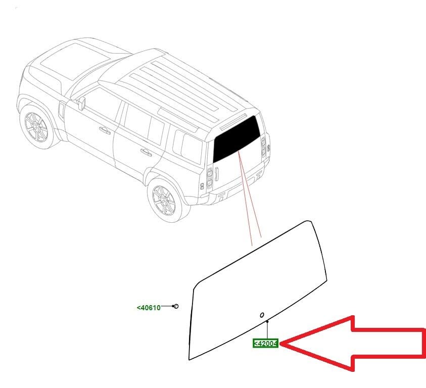 LR182547 LR143118 LR131673 Arka Bagaj Kapı Camı Yeni Defender