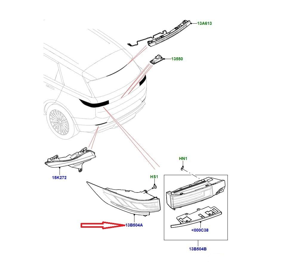 LR187478 LR183054 LR181120 Stop Lambası Sağ Sport