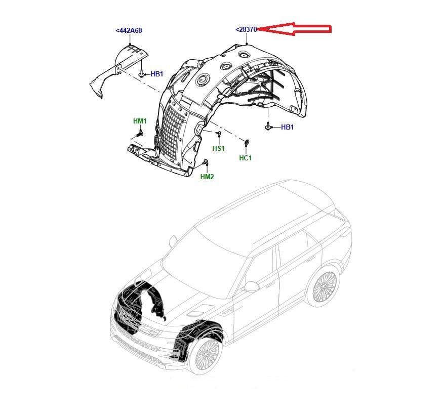 LR190073 LR183533 Çamurluk Davlumbazı Ön Sol